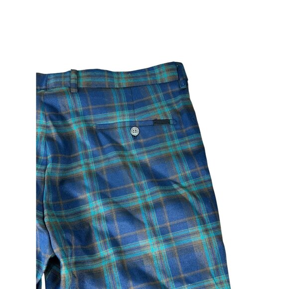 NEW Barabas Plaid Pants Navy Blue Lime Green Men's Sz 36x30 Slim Fit Trouser NWT - Picture 7 of 8